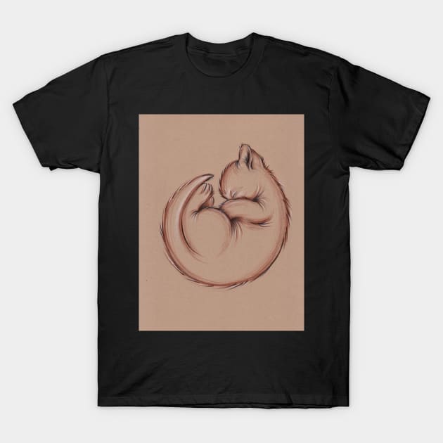 Sleepy Little Kitty - Prisma Pencil Cat Drawing T-Shirt by tranquilwaters